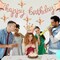 Rose Gold Happy Birthday Balloons Banner 18 Inch Script/Cursive Foil Mylar Letter Balloon Sign with Crown, Star Balloons Birthday Party Decoration Party Supplies for Women Men Boys Girls